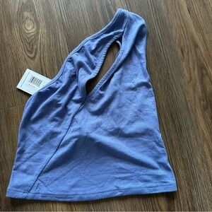 WE WORE WHAT Cut Out One Shoulder Tank Top Size Small Slate Blue Jersey Crop NEW
